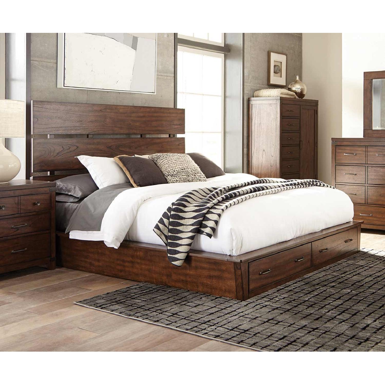 Coaster King Size Platform Bed In Dark Coca W 2 Drawers Aptdeco