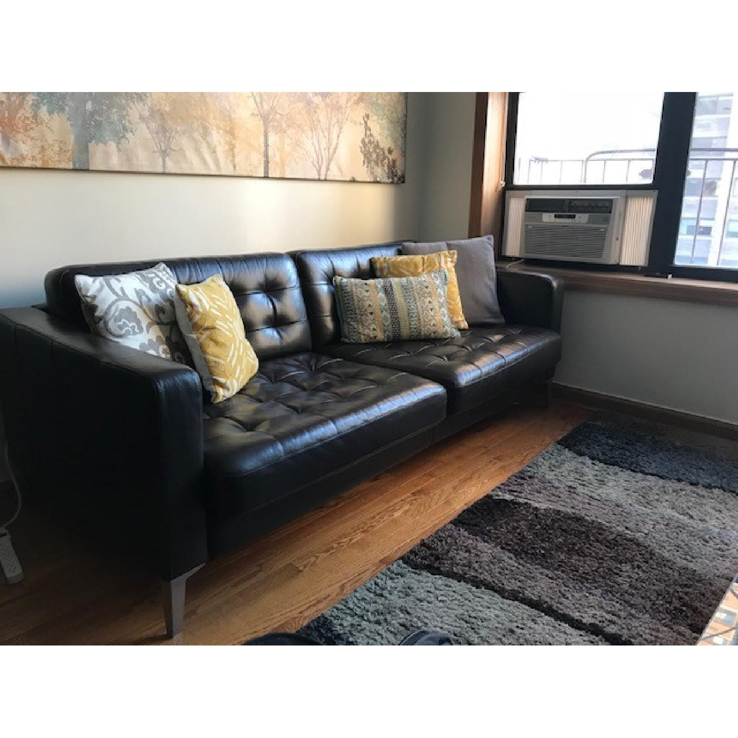 Ikea Landskrona Dark Brown Leather Sofa AptDeco