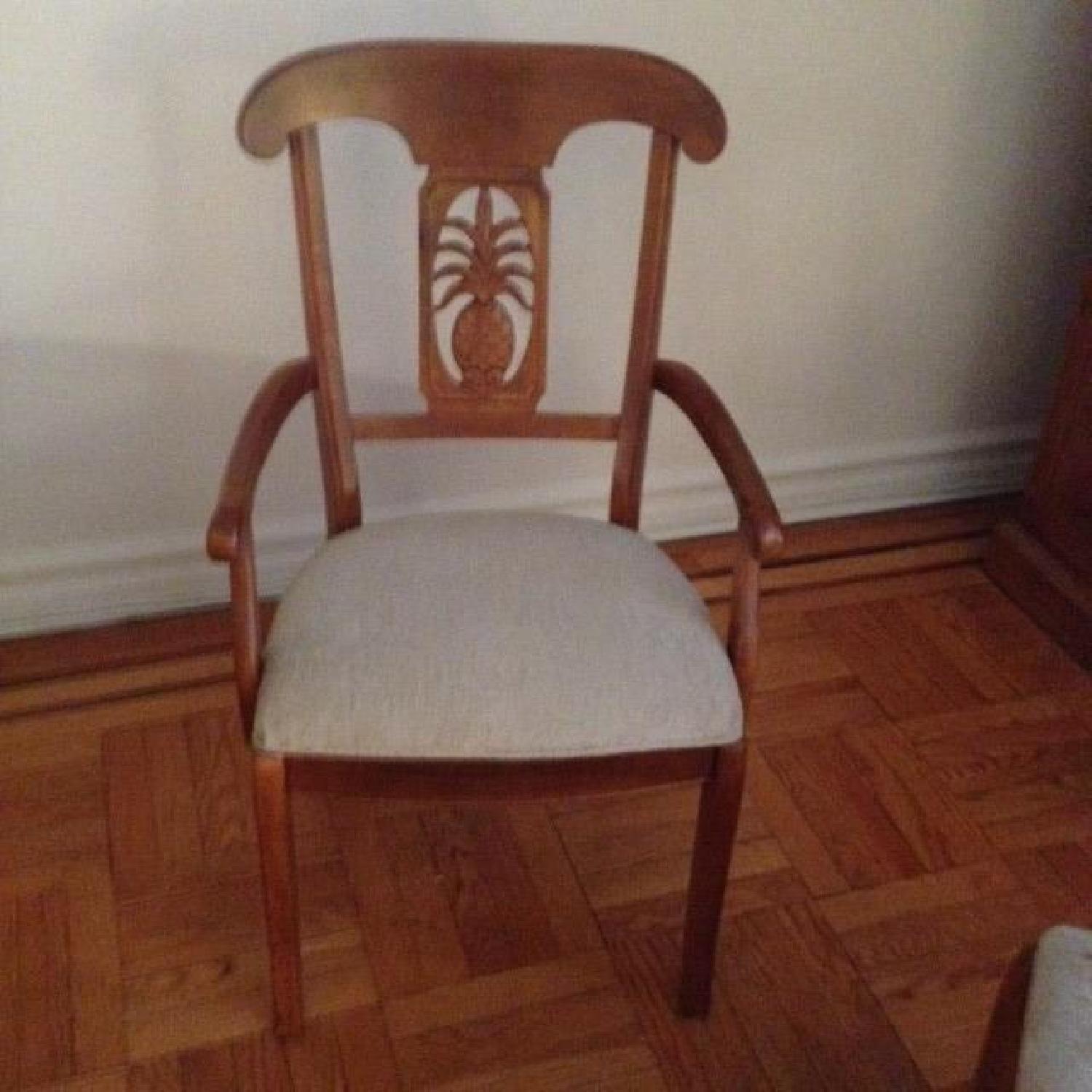 Ethan Allen Wood Dining Chair w/ Pineapple Design - image-1