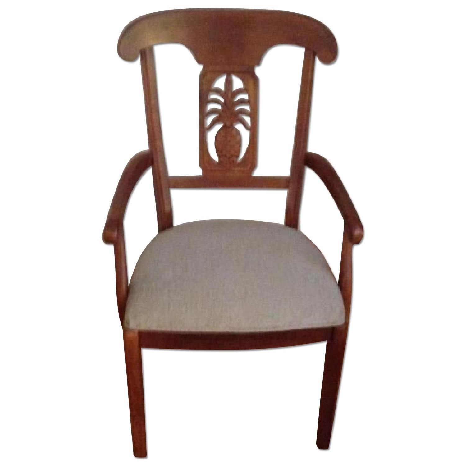 Ethan Allen Wood Dining Chair w/ Pineapple Design - image-0