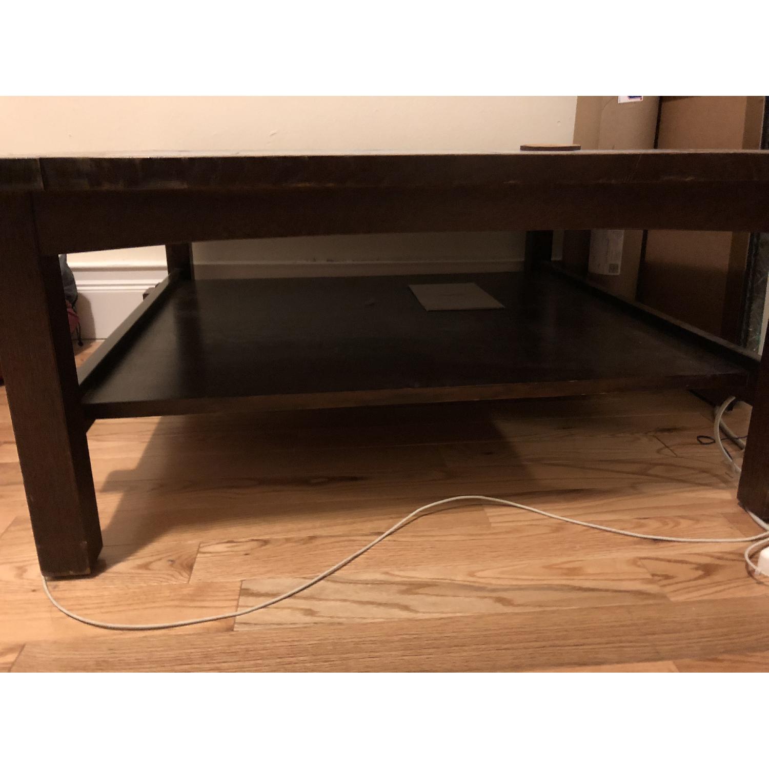 Vintage Stickley Audi Blue Tile Wood Coffee Table - image-3