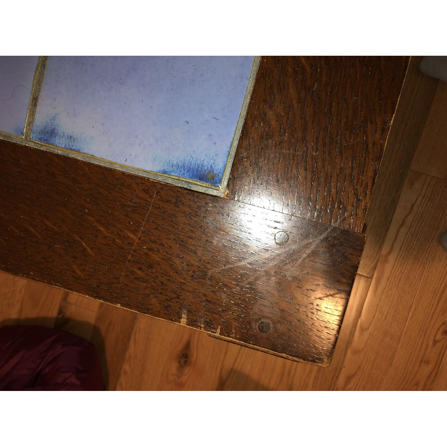 Vintage Stickley Audi Blue Tile Wood Coffee Table - image-5
