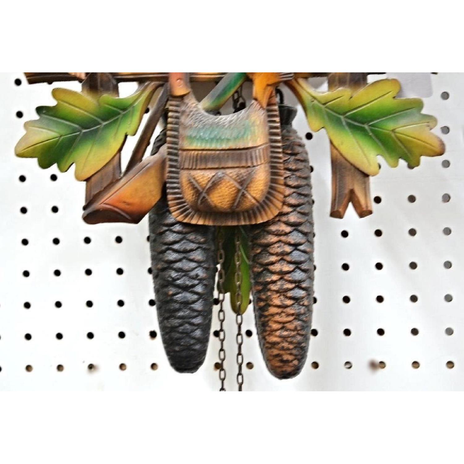 German Black Forest Painted Carved Wood Cuckoo Hunter Clock - image-6