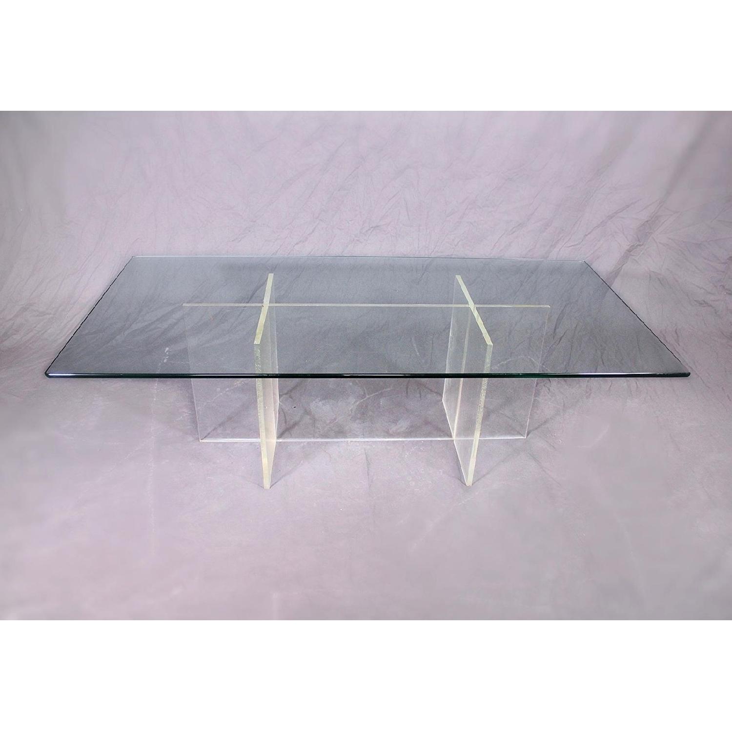 Mid Century Modern Lucite Glass Top Coffee Table - image-1