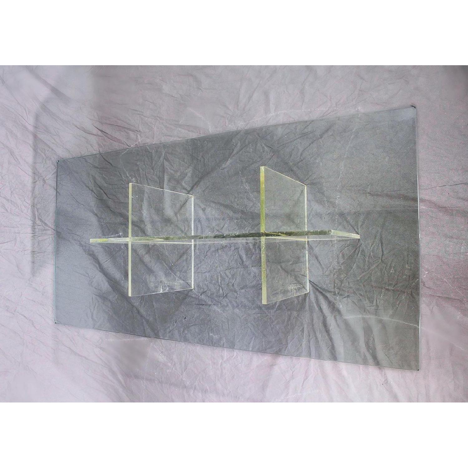 Mid Century Modern Lucite Glass Top Coffee Table - image-3