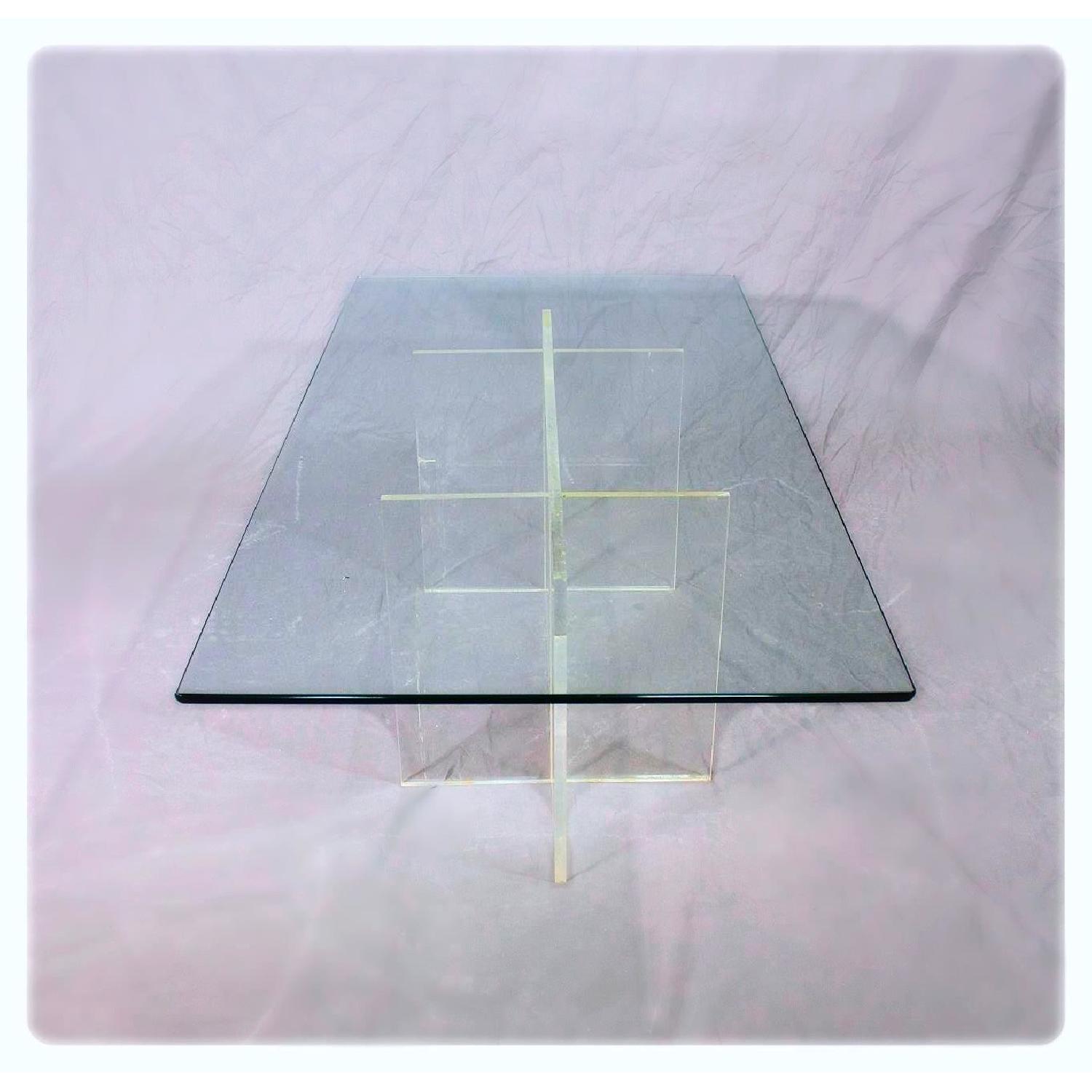 Mid Century Modern Lucite Glass Top Coffee Table - image-4