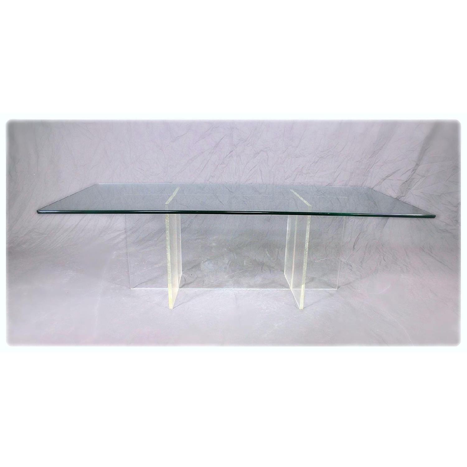 Mid Century Modern Lucite Glass Top Coffee Table - image-6