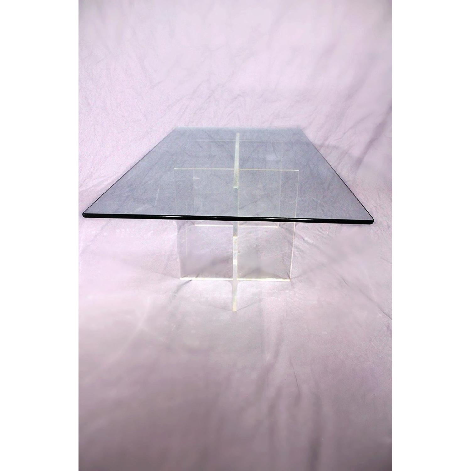 Mid Century Modern Lucite Glass Top Coffee Table - image-7