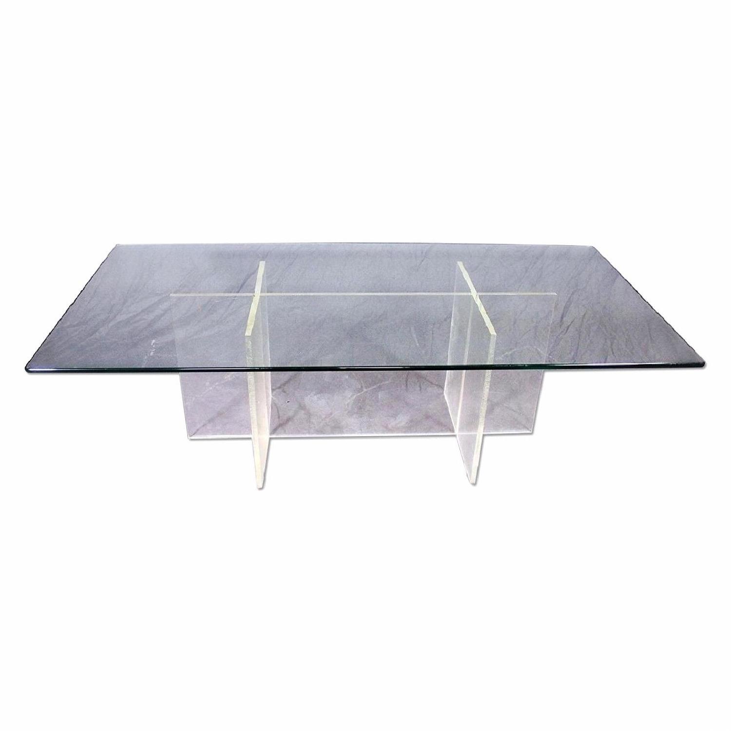 Mid Century Modern Lucite Glass Top Coffee Table - image-9