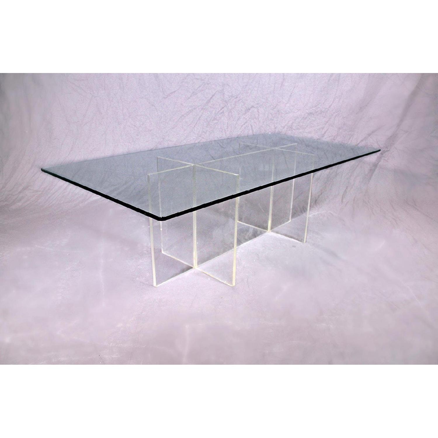 Mid Century Modern Lucite Glass Top Coffee Table - image-11