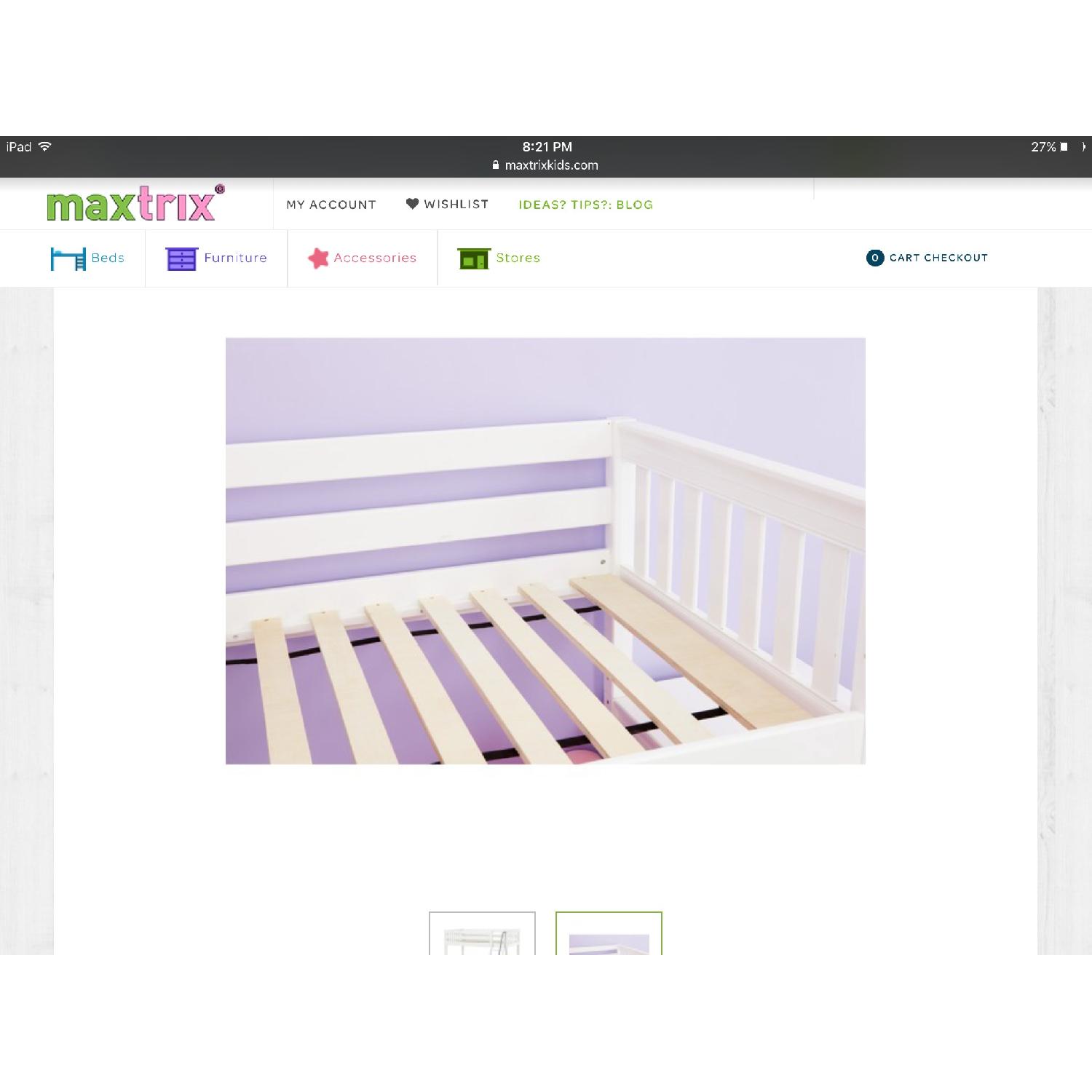 Matrix Kids Low-Loft Twin White Slat Bed w/ Angled Ladder - image-1