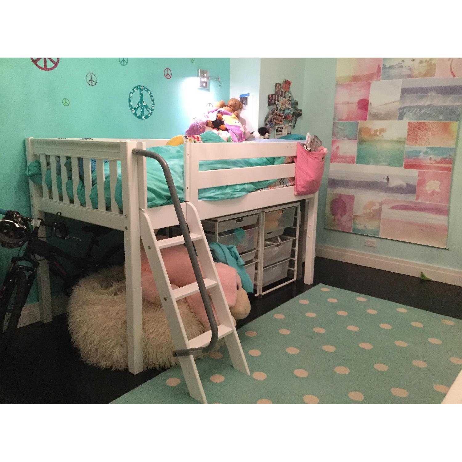 Matrix Kids Low-Loft Twin White Slat Bed w/ Angled Ladder - image-3