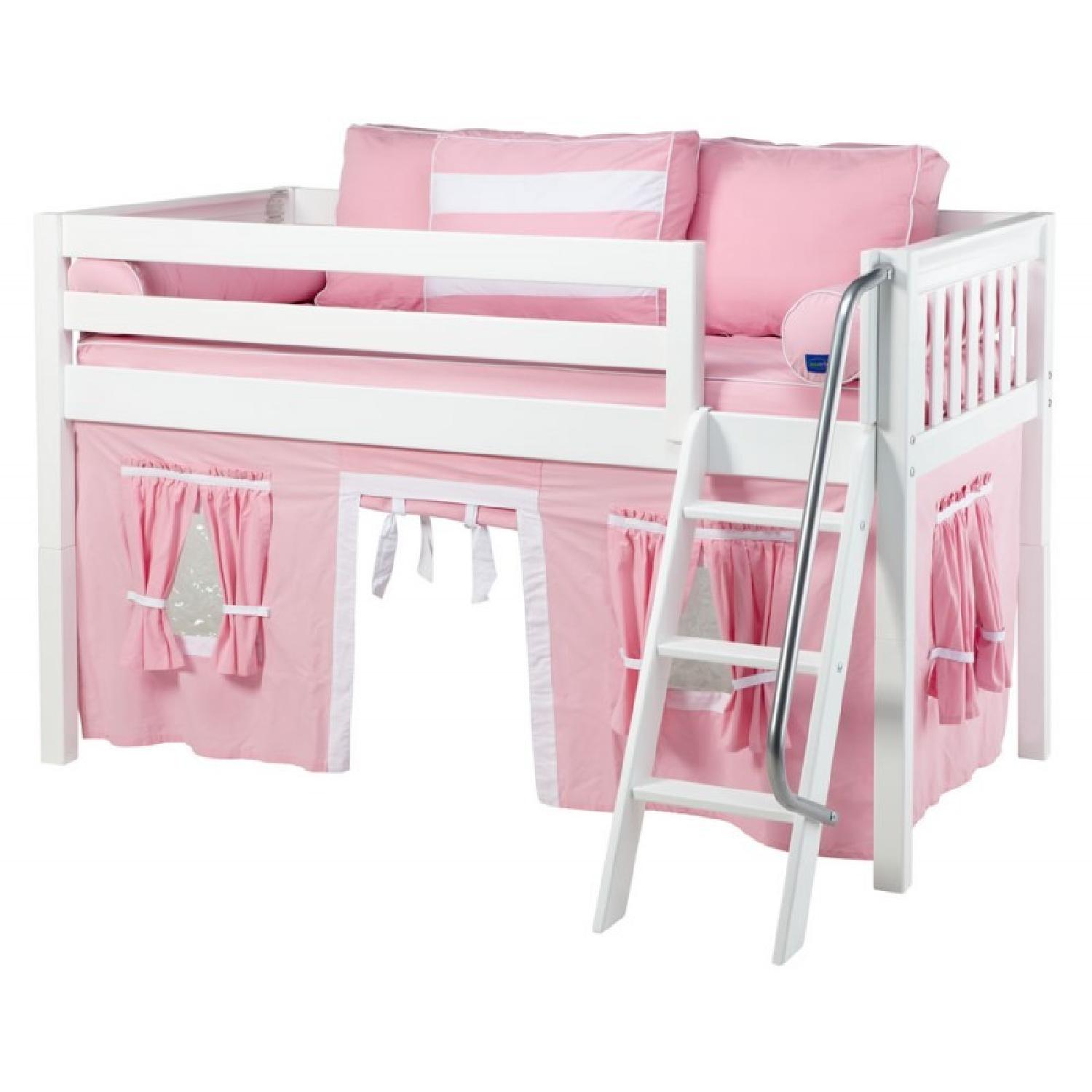 Matrix Kids Low-Loft Twin White Slat Bed w/ Angled Ladder - image-4