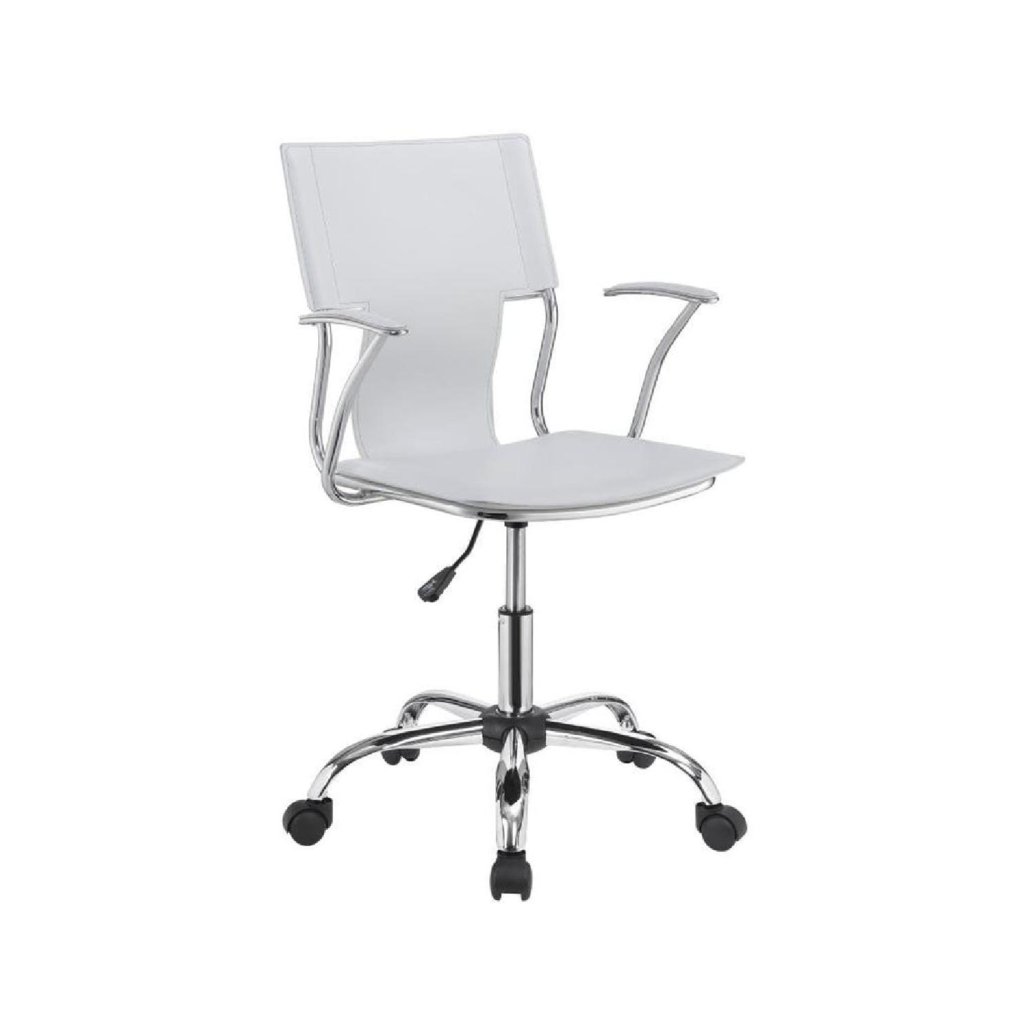 White Leatherette Office Chair w/ Chrome Metal Base AptDeco