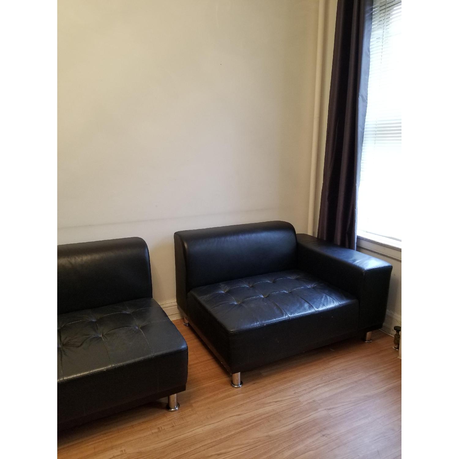 Black Leather 2 Piece Sectional Sofa - image-3