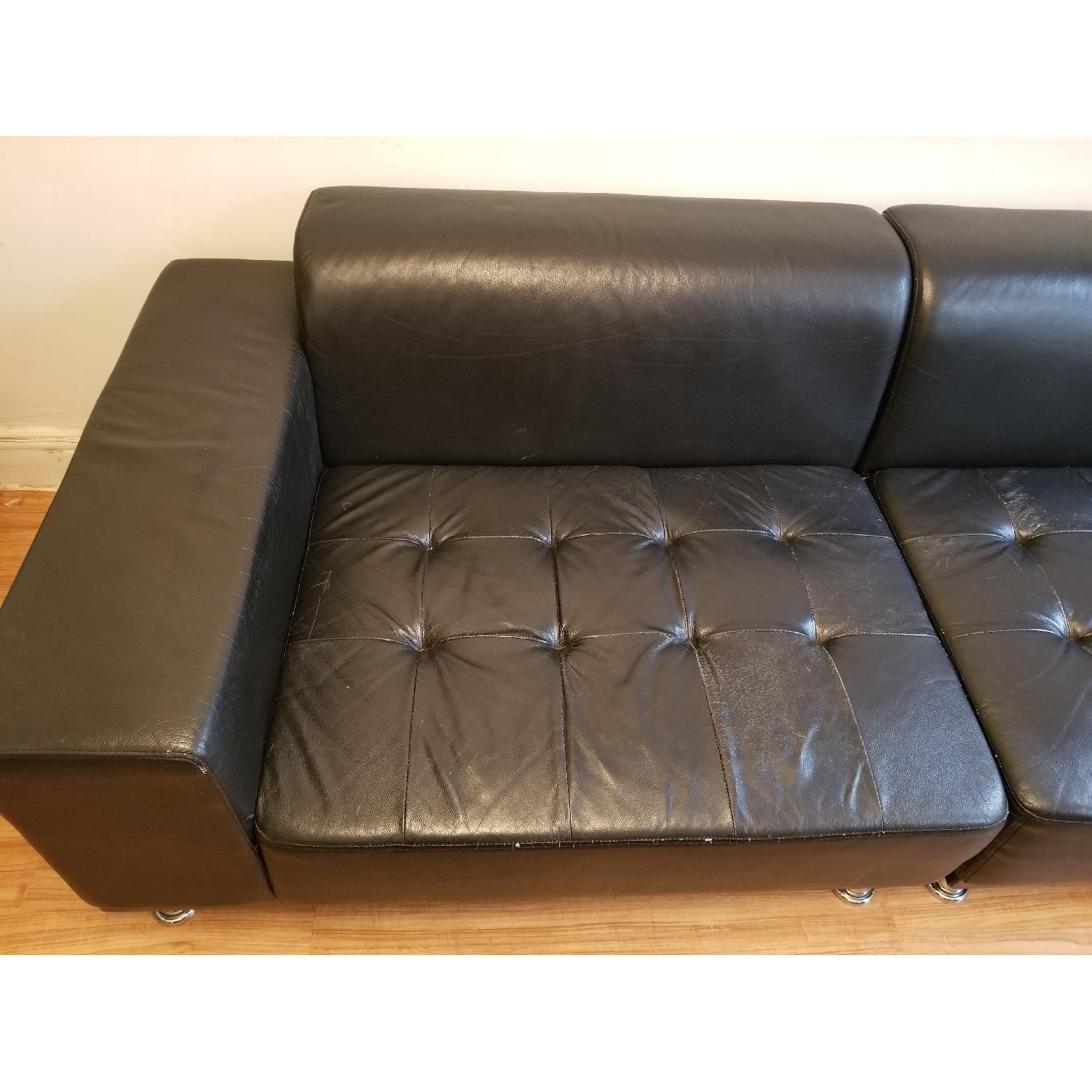 Black Leather 2 Piece Sectional Sofa - image-4