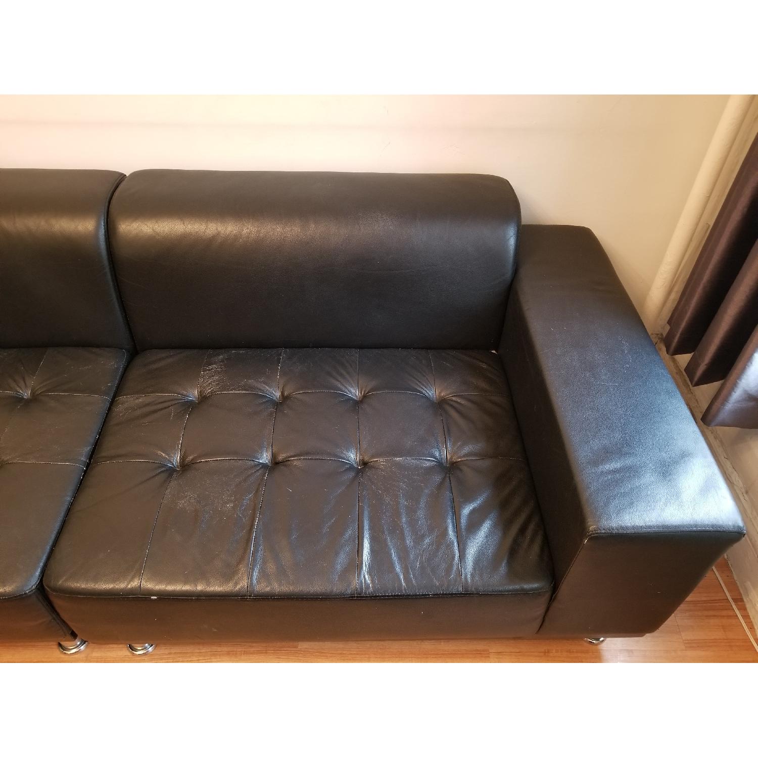 Black Leather 2 Piece Sectional Sofa - image-5
