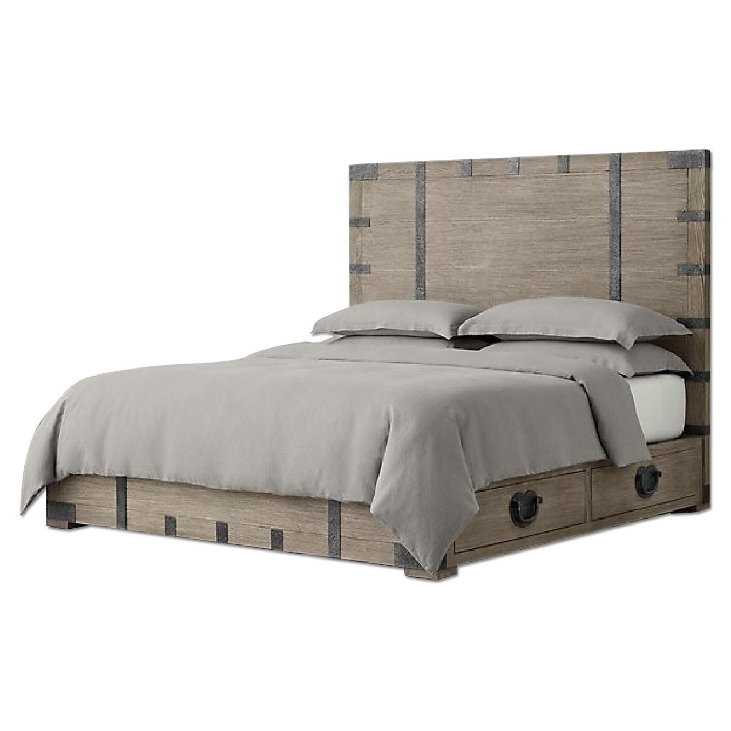 Restoration Hardware Heirloom Silver Platform Storage Bed AptDeco