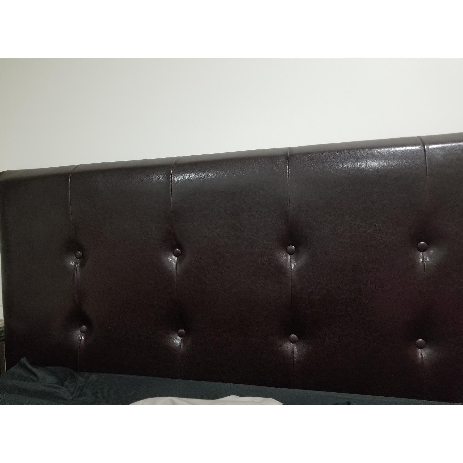 Tufted Black Faux Leather Upholstered Headboard - image-1