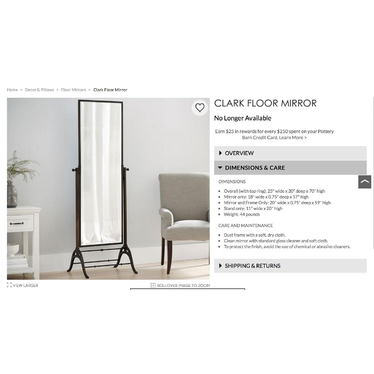 Pottery Barn Clark Floor Mirror - image-7