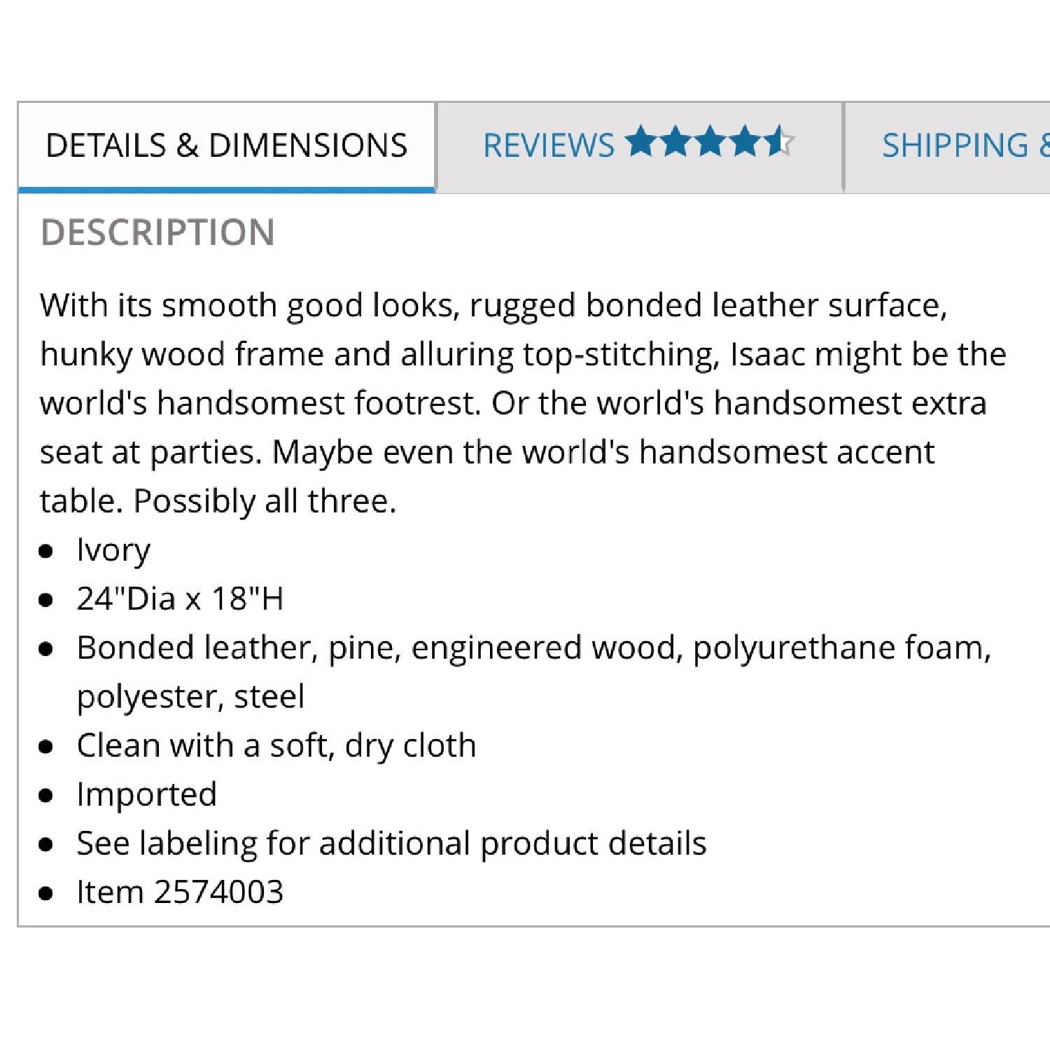 Pier 1 Ivory Leather Ottoman w/ Artisan Tray - image-6