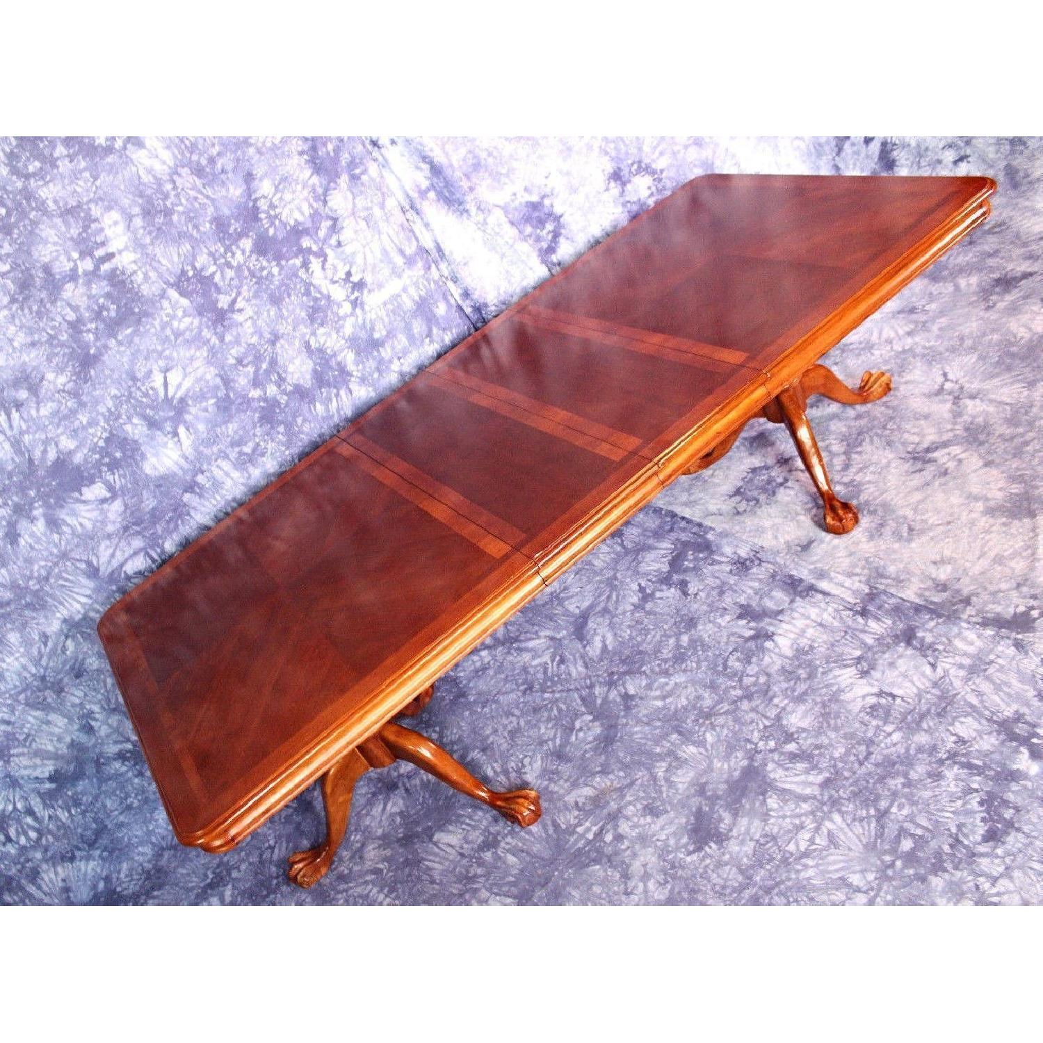 Double Pedestal Extension Dining Room Table w/ Claw Feet - image-2