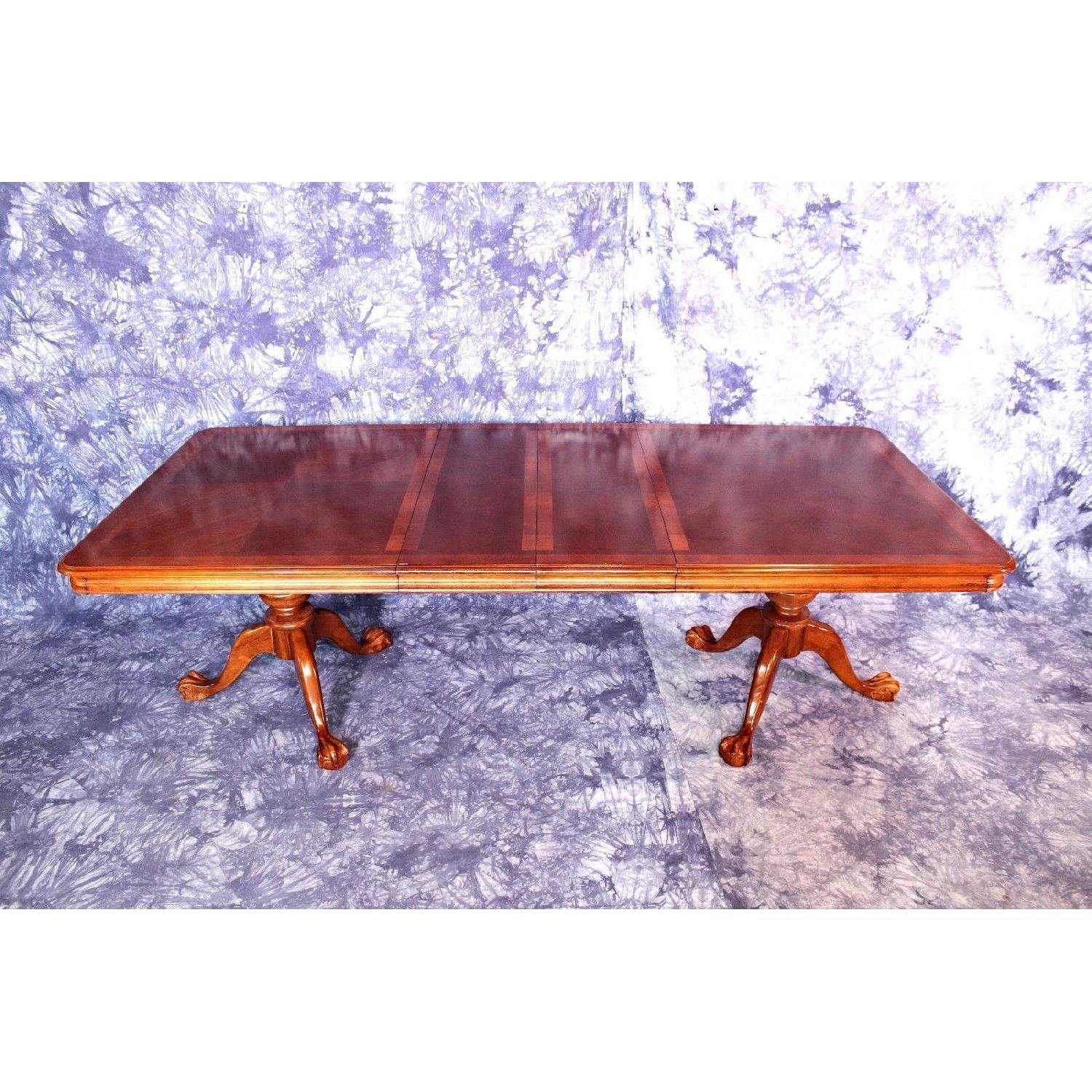 Double Pedestal Extension Dining Room Table w/ Claw Feet - image-7