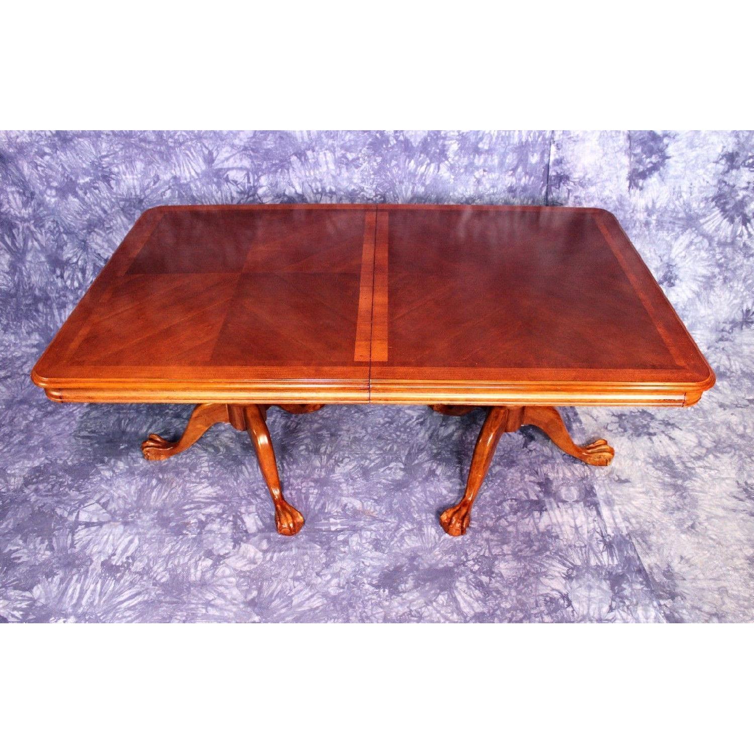 Double Pedestal Extension Dining Room Table w/ Claw Feet - image-8