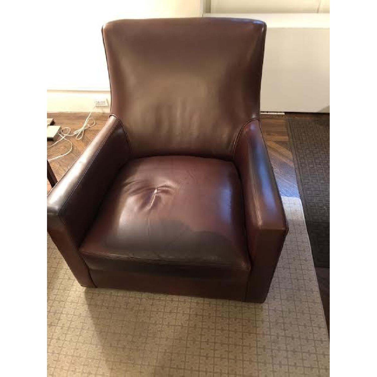 Room & Board Chocolate Leather Swivel Armchair - image-2