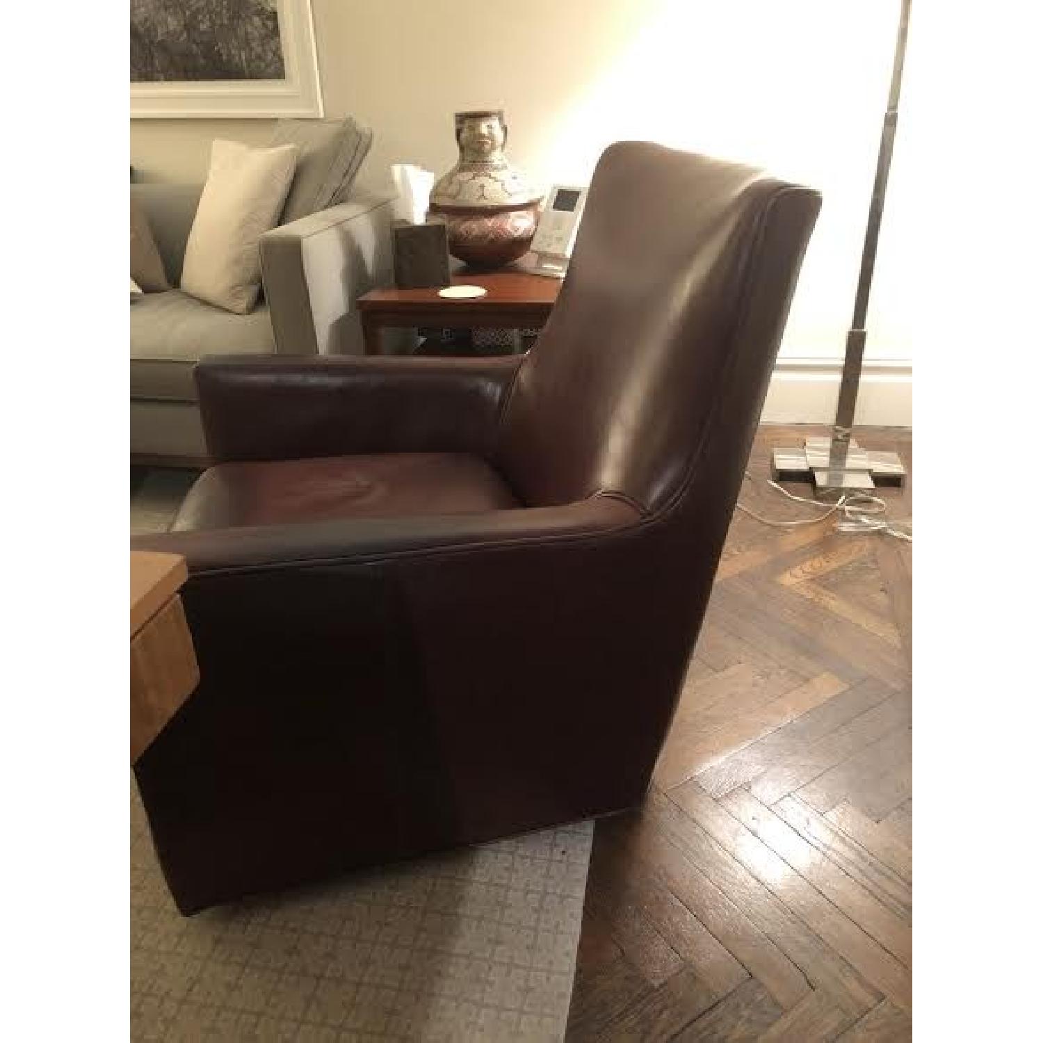 Room & Board Chocolate Leather Swivel Armchair - image-3