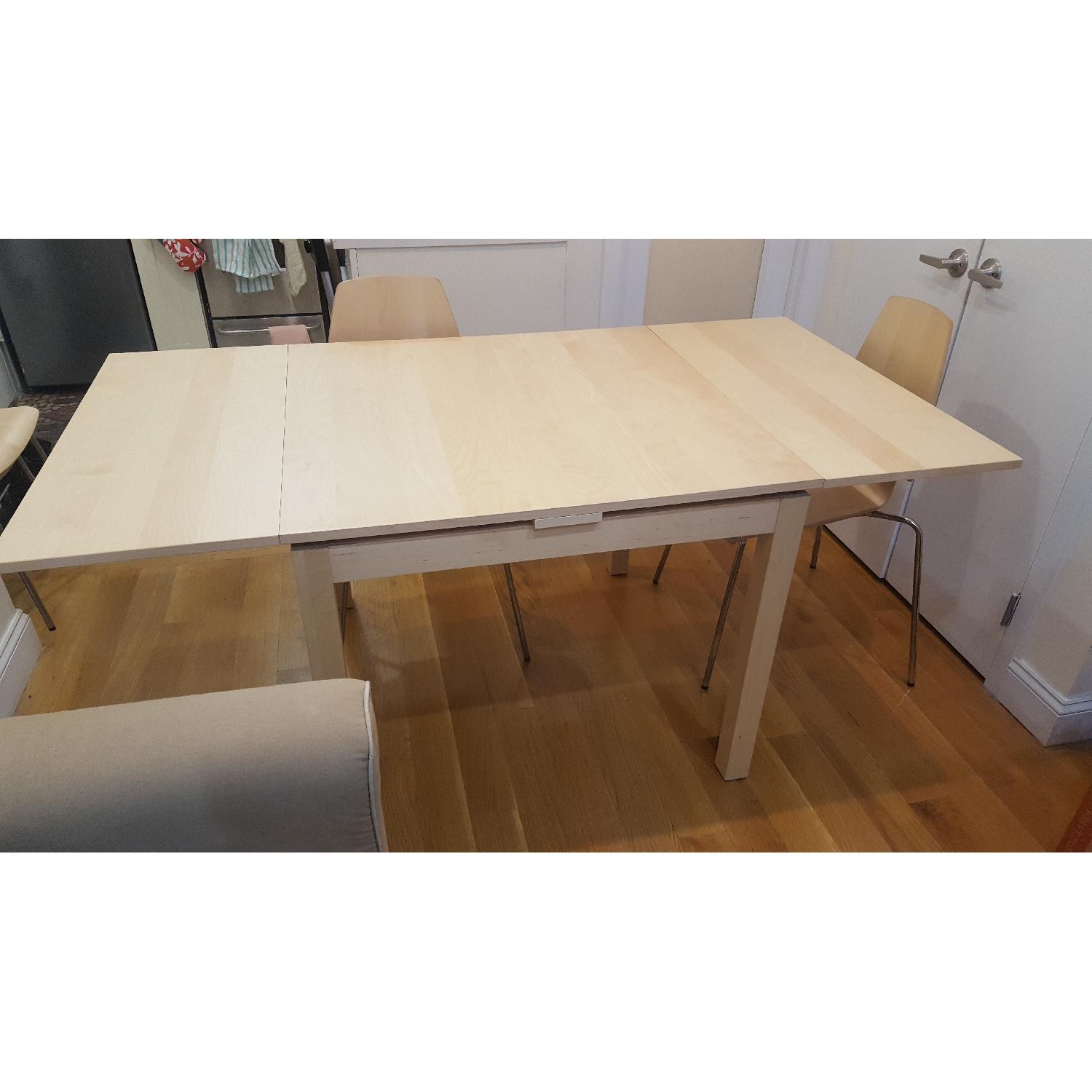Ikea Birch Veneer Extendable Dining Table w/ 4 Chairs - AptDeco