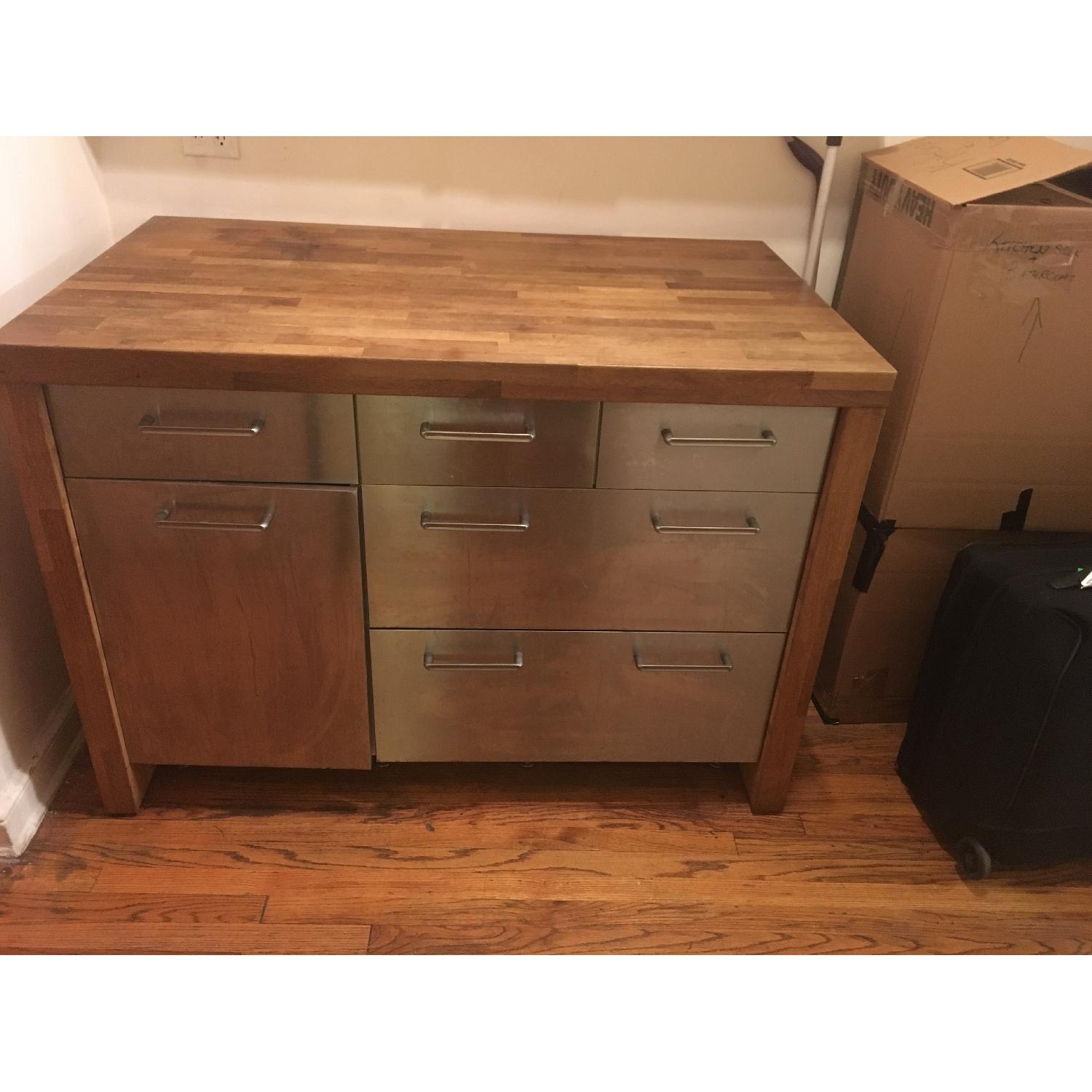 Wood & Stainless Steel Butcher Block - image-1