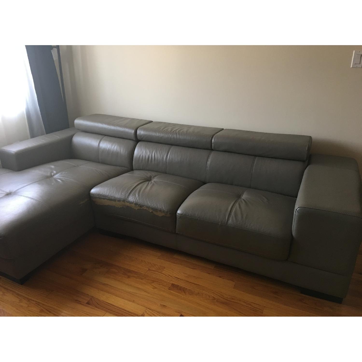 Leather L-Shaped Sectional Sofa w/ Adjustable Back - image-2