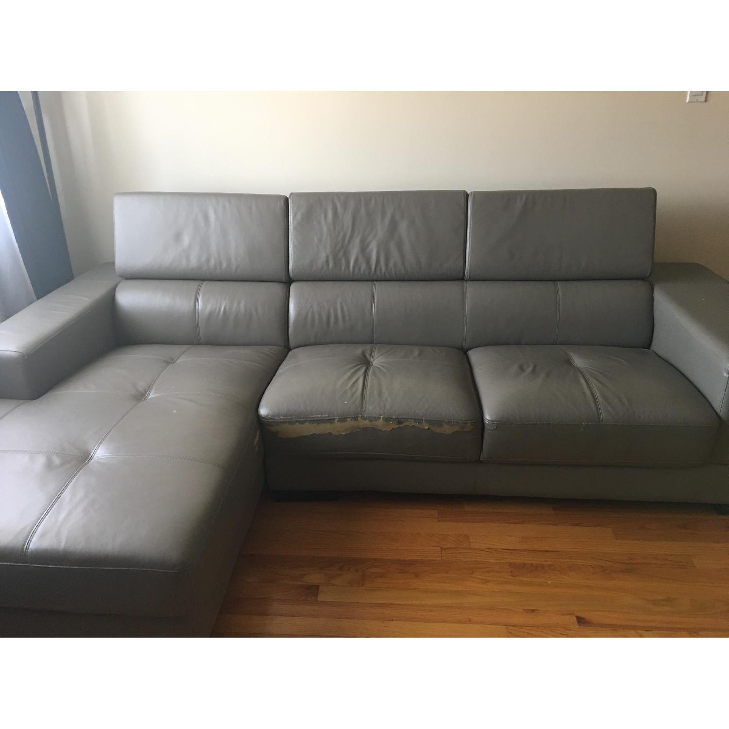 Leather L-Shaped Sectional Sofa w/ Adjustable Back - image-3