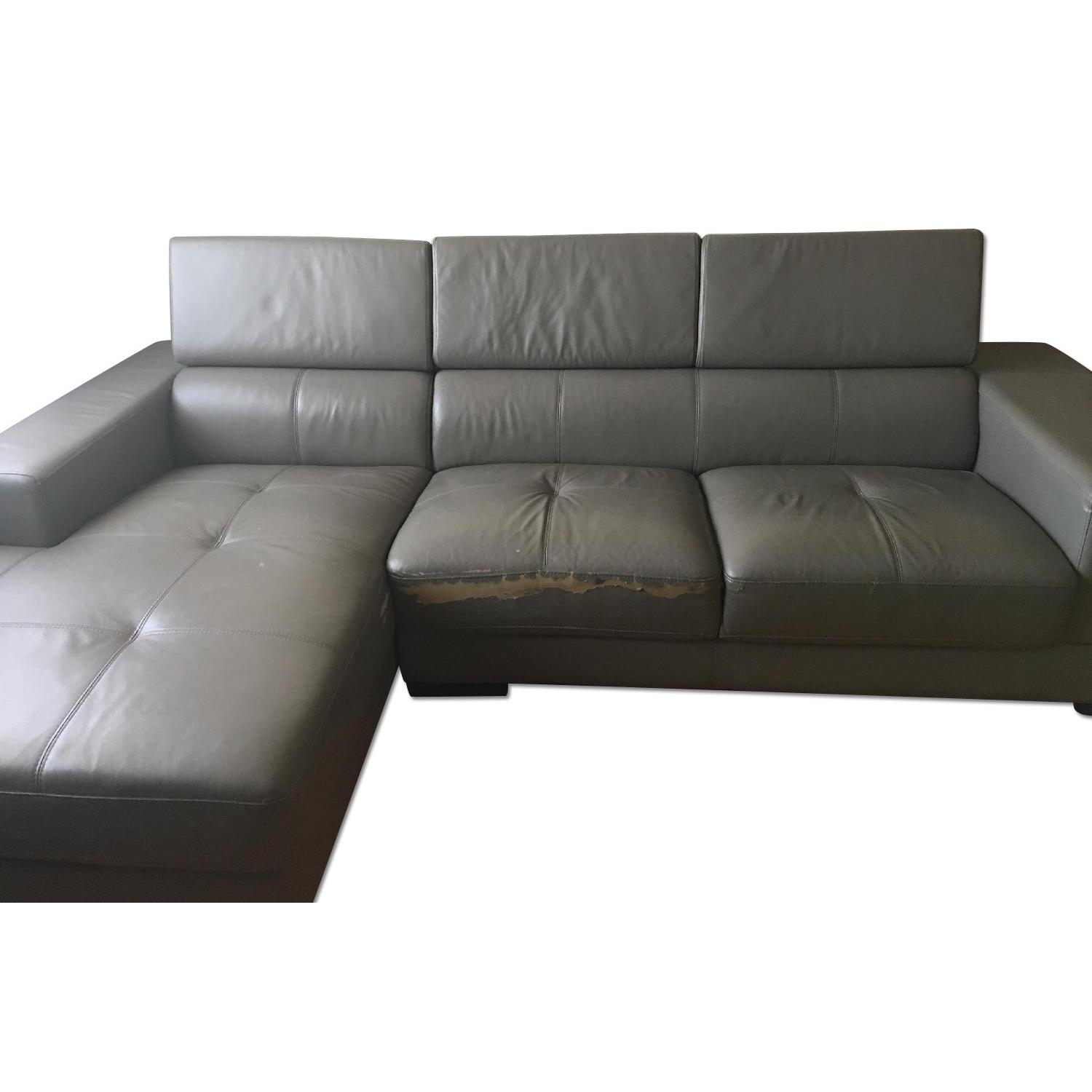 Leather LShaped Sectional Sofa w/ Adjustable Back AptDeco