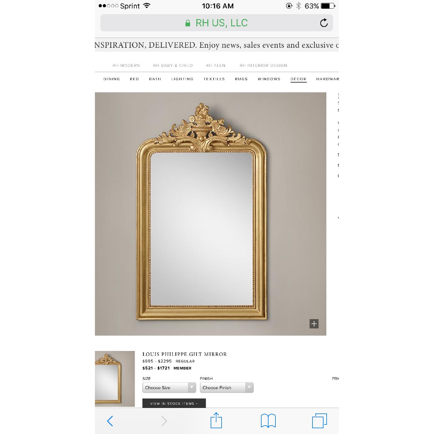 Restoration Hardware Louis Philippe Mirror - image-3