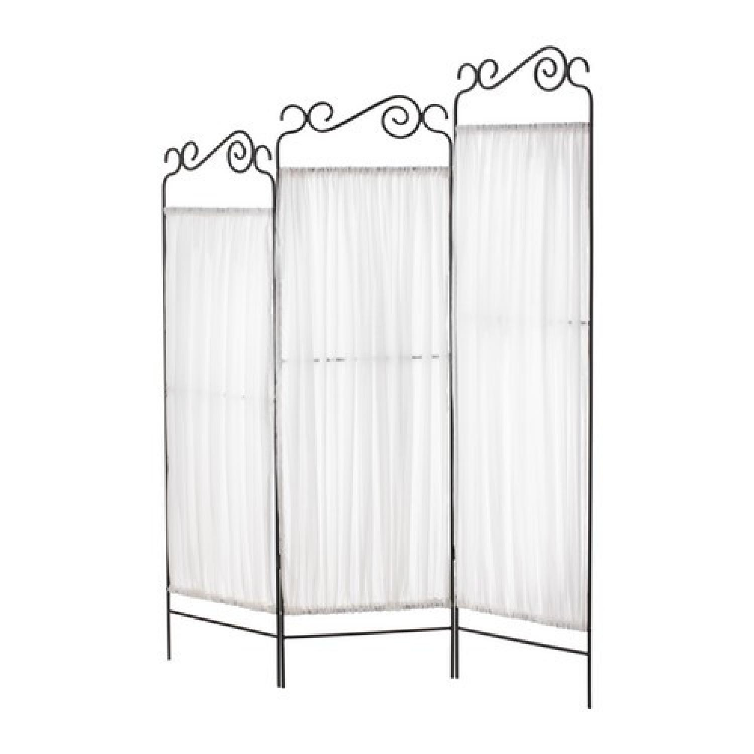 White Ruffle Divider Cute White Textile Room Divider - AptDeco