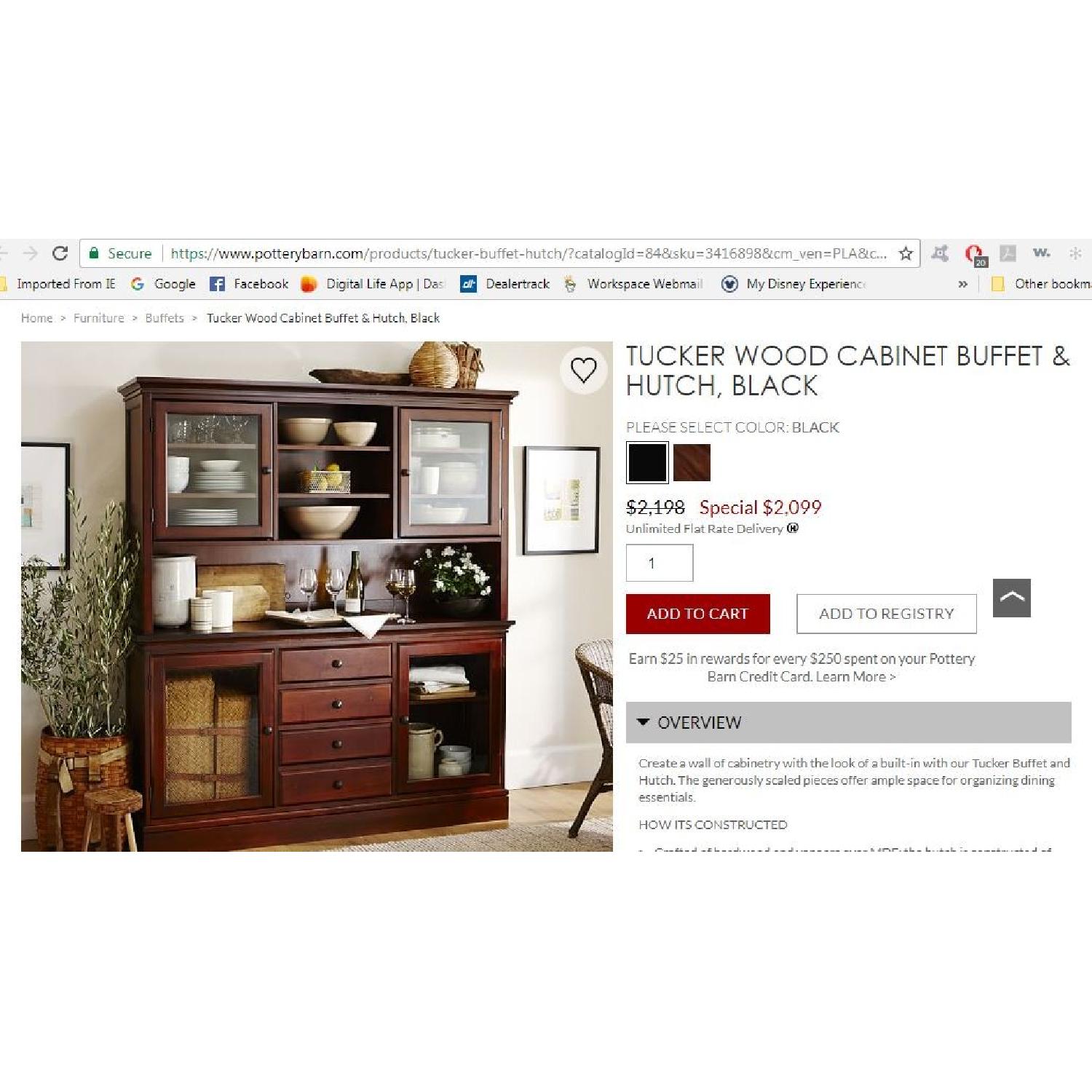 Pottery Barn Tucker Wood Cabinet Buffet & Hutch - image-4