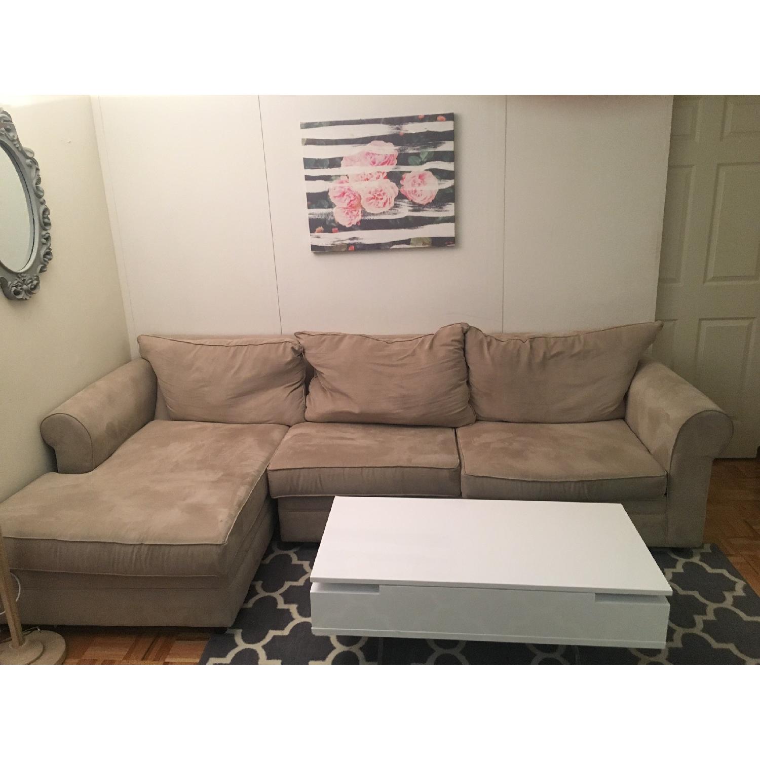 Bob's Beige Microsuede 2-Piece Sectional Sofa - image-1