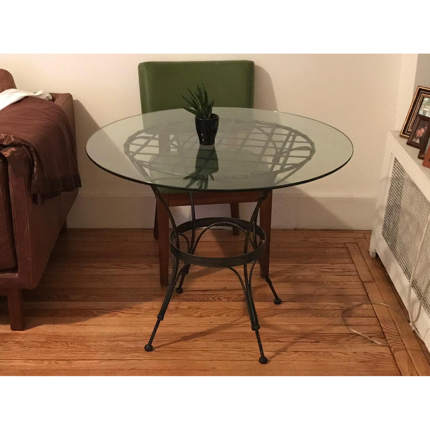 Round Metal & Glass Top Dining Table - image-1