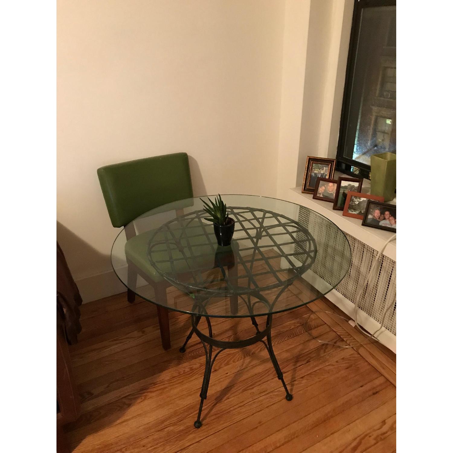 Round Metal & Glass Top Dining Table - image-2