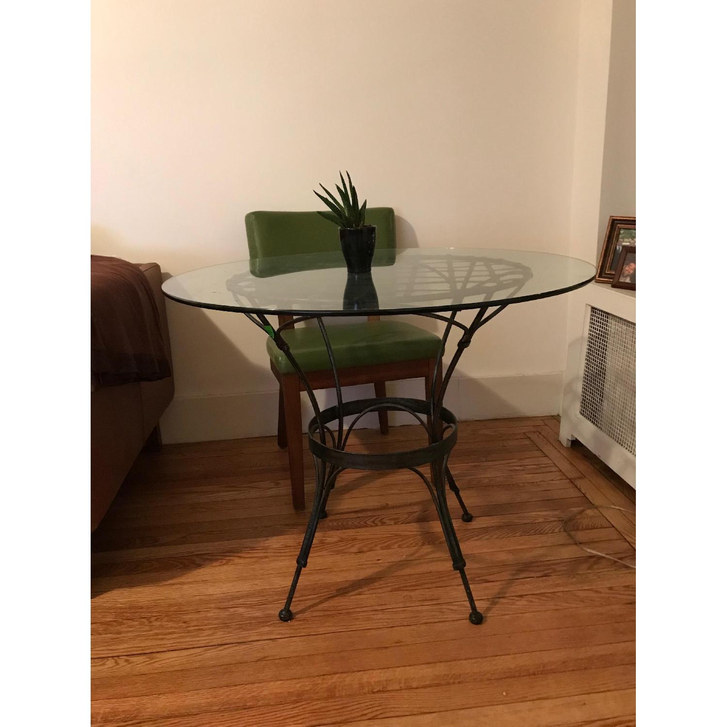 Round Metal & Glass Top Dining Table - image-3