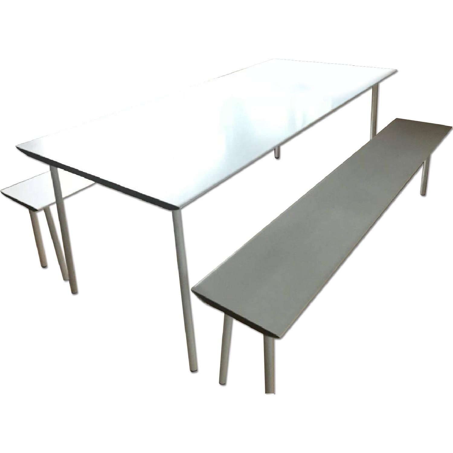 Radius Design Dining Table w/ 2 Benches - image-0