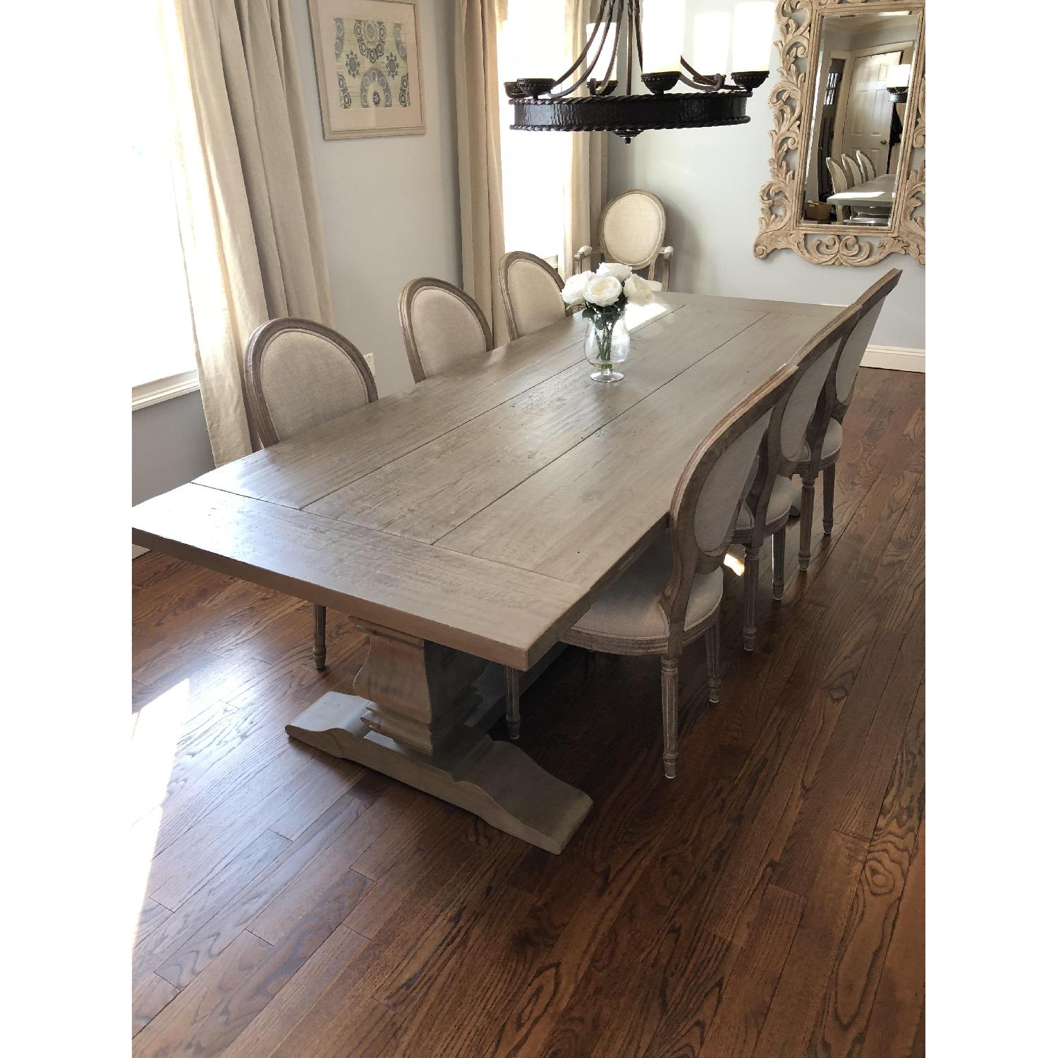 Restoration Hardware Trestle Extension Table w/ 8 Chairs - image-1
