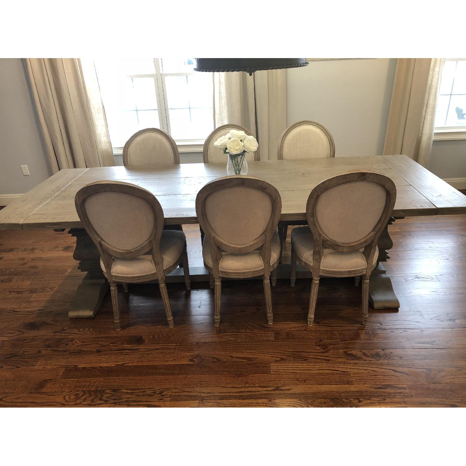 Restoration Hardware Trestle Extension Table w/ 8 Chairs - image-2