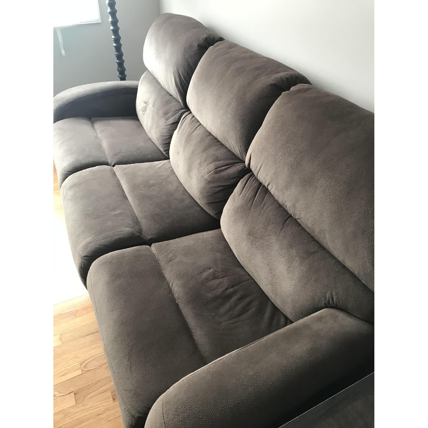 Raymour & Flanigan Kelley Brown Microfiber Reclining Couch - image-3