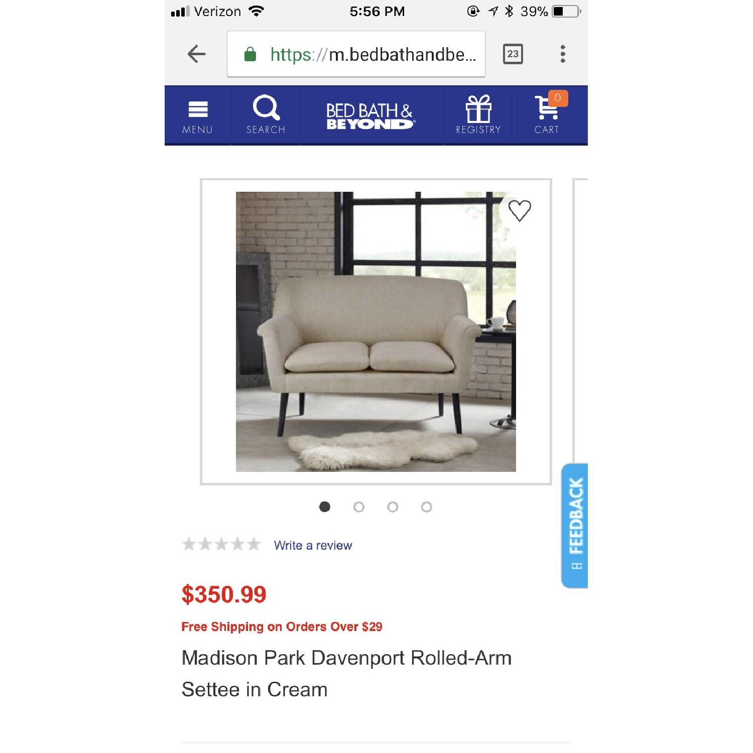 Madison Park Davenport Rolled Arm Settee in Cream - image-1