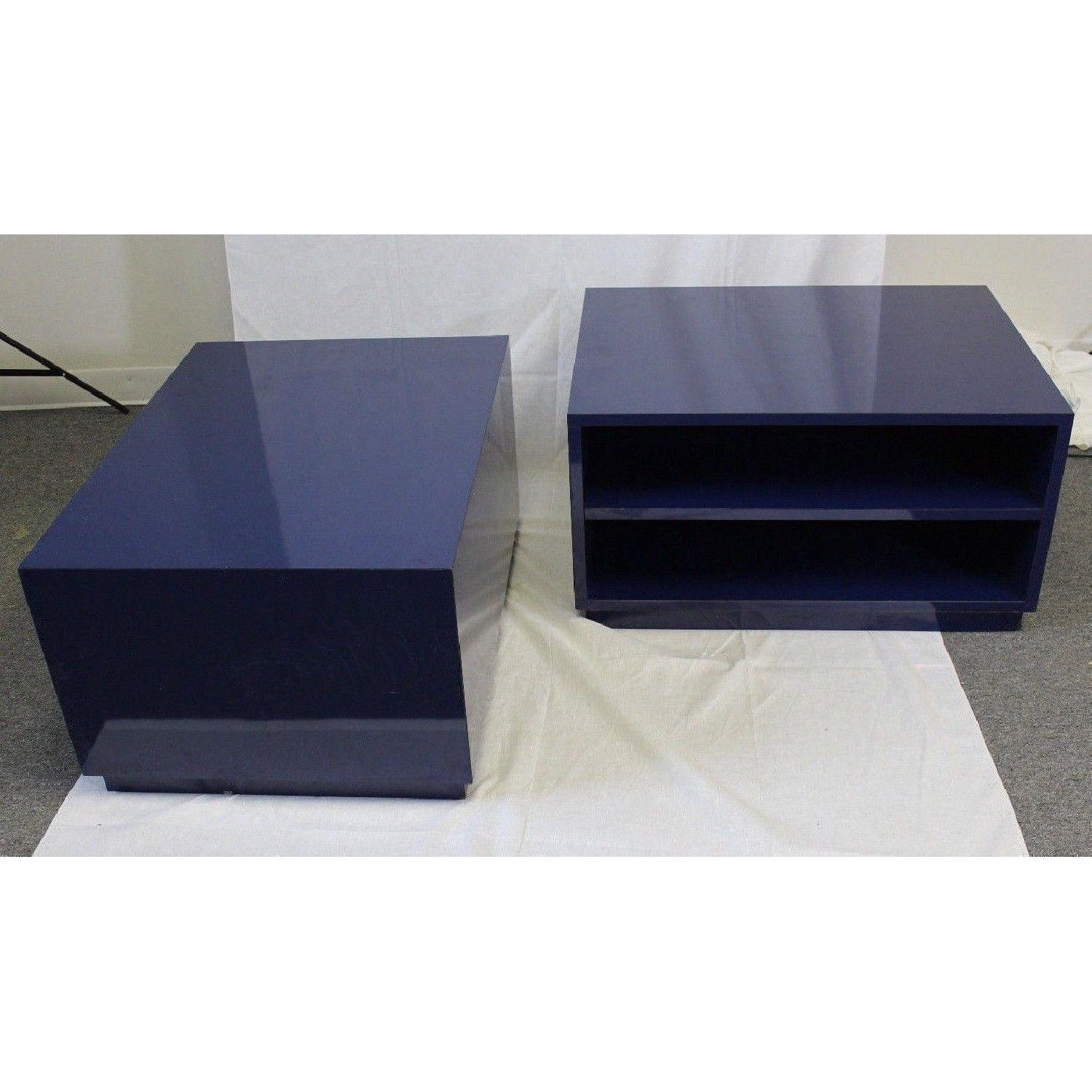 Mid Century Modern Blue Bookshelf/Coffee Table - image-5