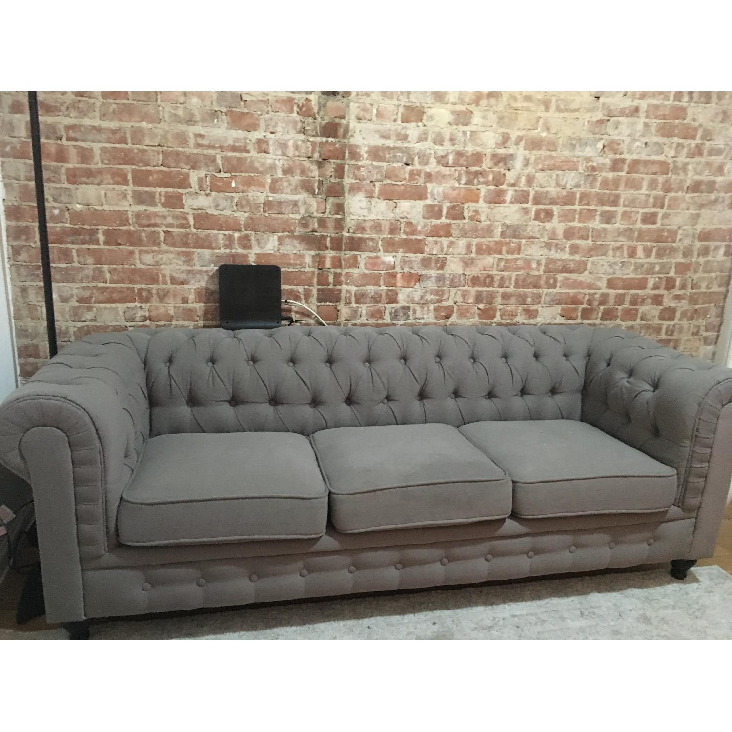 Chesterfield-Style Sofa in Stone Gray - image-1