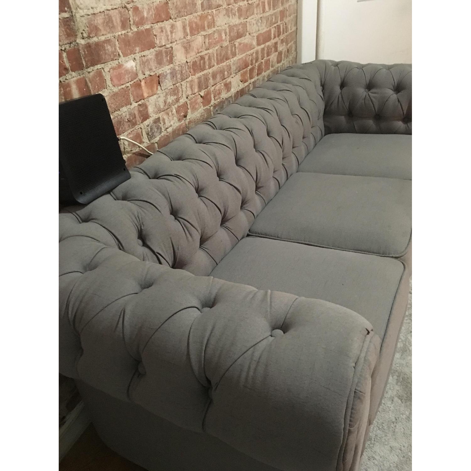 Chesterfield-Style Sofa in Stone Gray - image-2